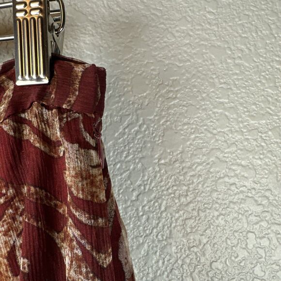 Peruvian Connection Womens Long Maxi Skirt Size 2 Red Paisley Silk Boho Western - Picture 3 of 6